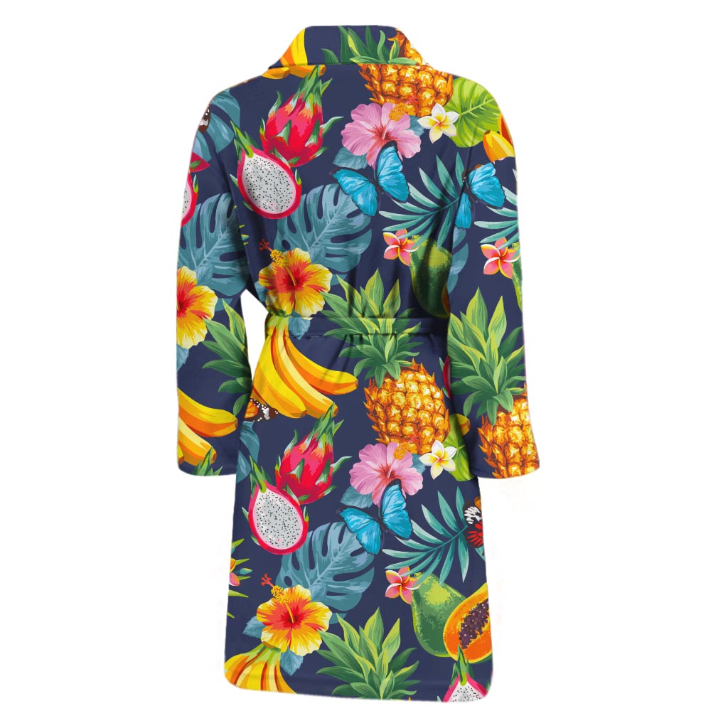 Aloha Tropical Fruits Pattern Print Men's Bathrobe
