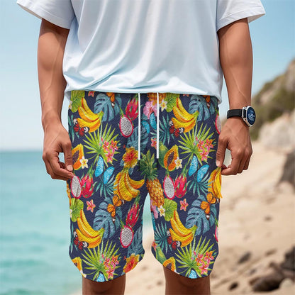 Aloha Tropical Fruits Pattern Print Men's Cargo Shorts