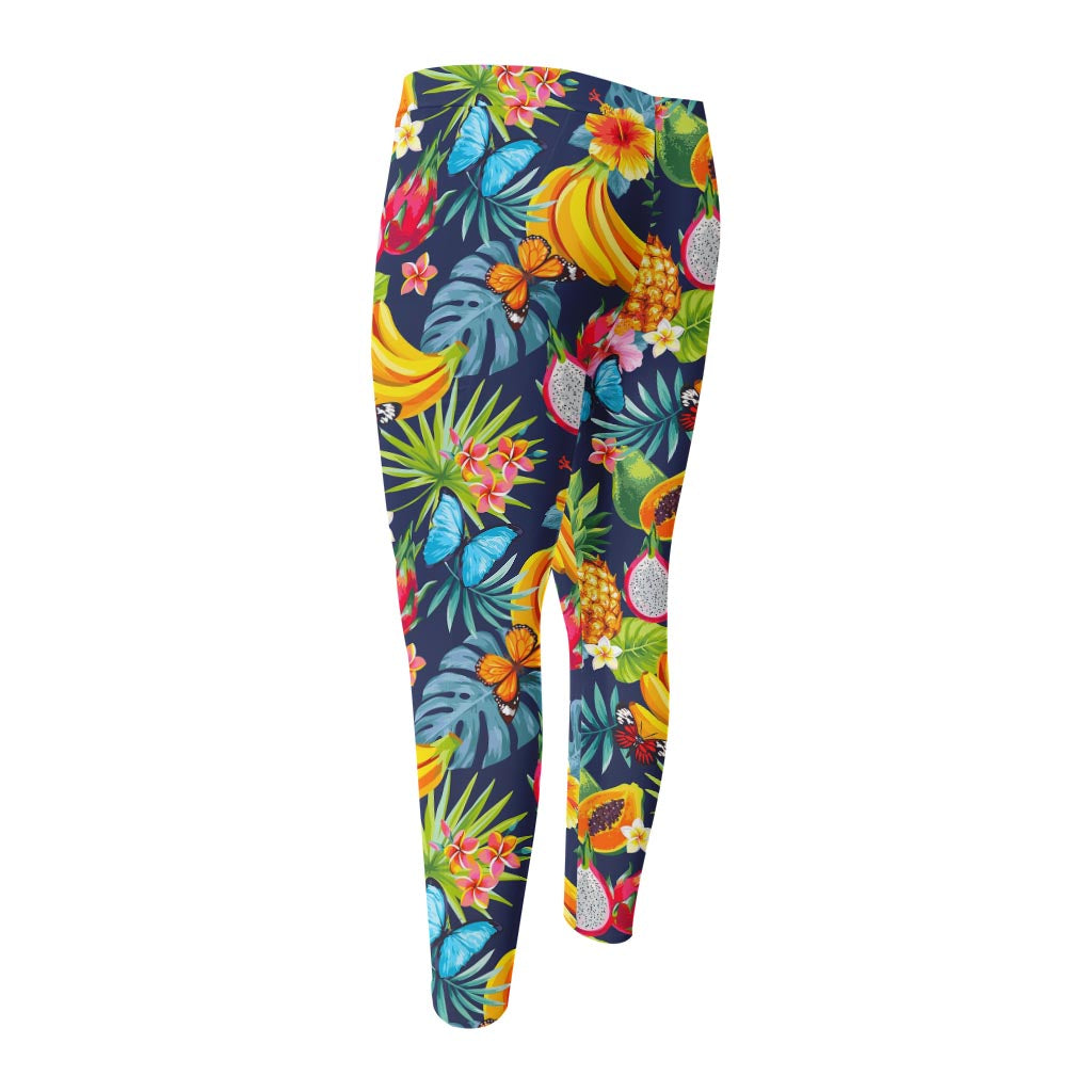 Aloha Tropical Fruits Pattern Print Men's Compression Pants