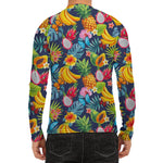 Aloha Tropical Fruits Pattern Print Men's Long Sleeve Rash Guard