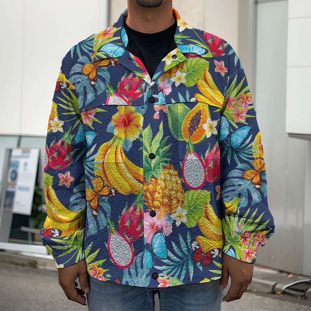 Aloha Tropical Fruits Pattern Print Men's Shirt Jacket