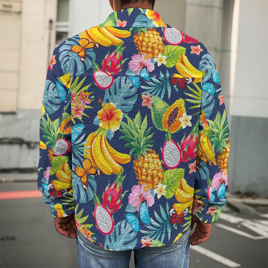 Aloha Tropical Fruits Pattern Print Men's Shirt Jacket