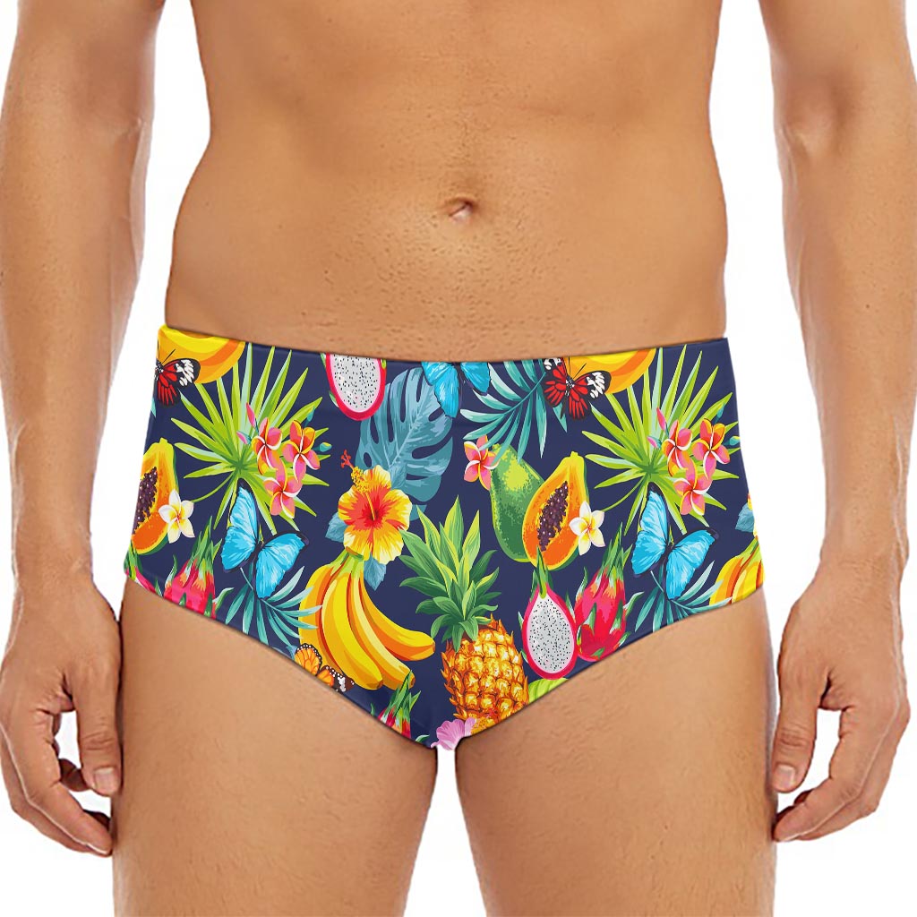 Aloha Tropical Fruits Pattern Print Men's Triangle Swim Briefs