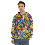 Aloha Tropical Fruits Pattern Print Men's Velvet Pullover Hoodie