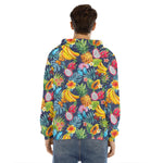 Aloha Tropical Fruits Pattern Print Men's Velvet Pullover Hoodie