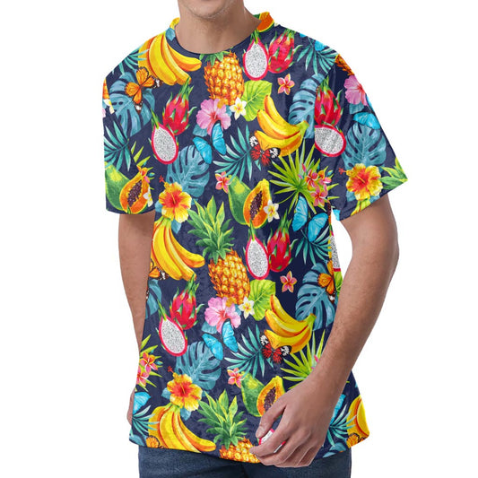 Aloha Tropical Fruits Pattern Print Men's Velvet T-Shirt