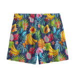 Aloha Tropical Fruits Pattern Print Mesh Shorts