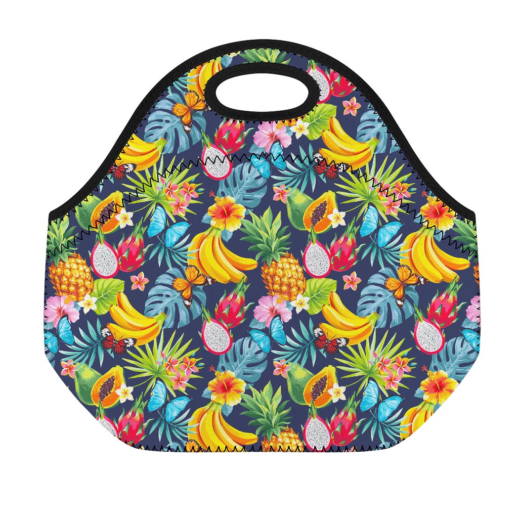 Aloha Tropical Fruits Pattern Print Neoprene Lunch Bag