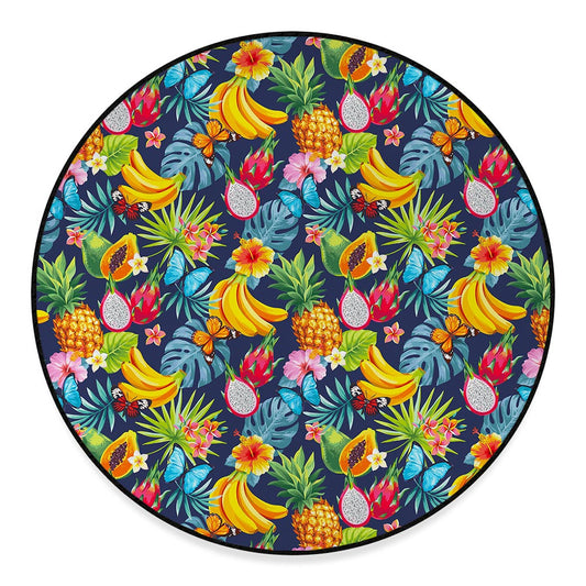 Aloha Tropical Fruits Pattern Print Round Floor Mat