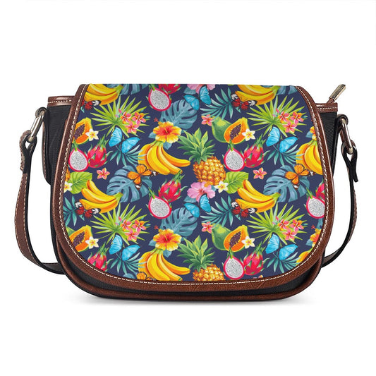Aloha Tropical Fruits Pattern Print Saddle Bag