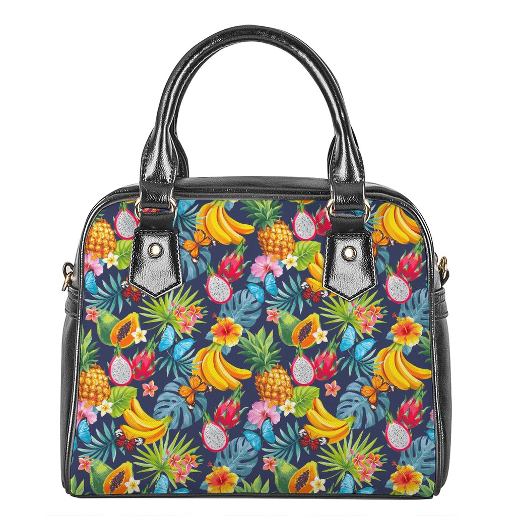 Aloha Tropical Fruits Pattern Print Shoulder Handbag