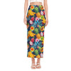 Aloha Tropical Fruits Pattern Print Side Slit Maxi Skirt