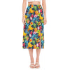 Aloha Tropical Fruits Pattern Print Side Slit Midi Skirt