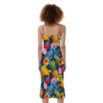 Aloha Tropical Fruits Pattern Print Slim Fit Midi Cami Dress