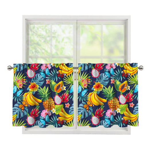 Aloha Tropical Fruits Pattern Print Tier Curtains