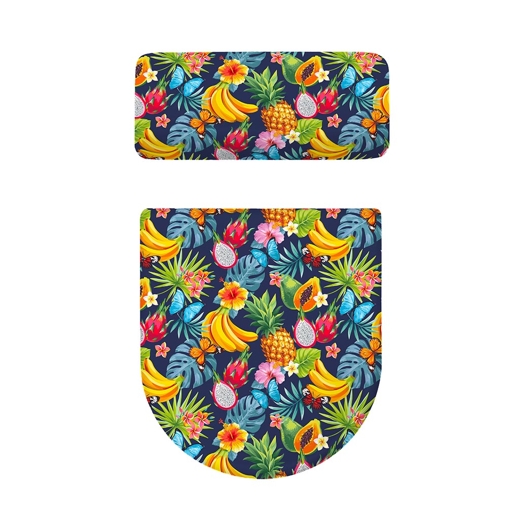 Aloha Tropical Fruits Pattern Print Toilet Lid And Tank Cover Set