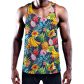 Aloha Tropical Fruits Pattern Print Men's Workout Tank Top