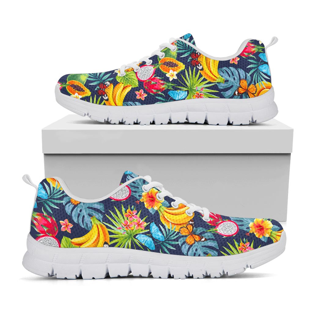 Aloha Tropical Fruits Pattern Print White Running Shoes