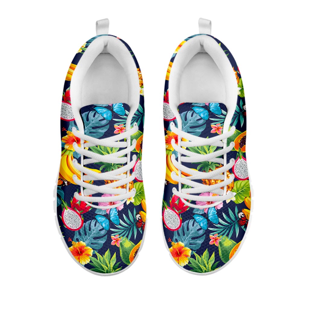 Aloha Tropical Fruits Pattern Print White Running Shoes