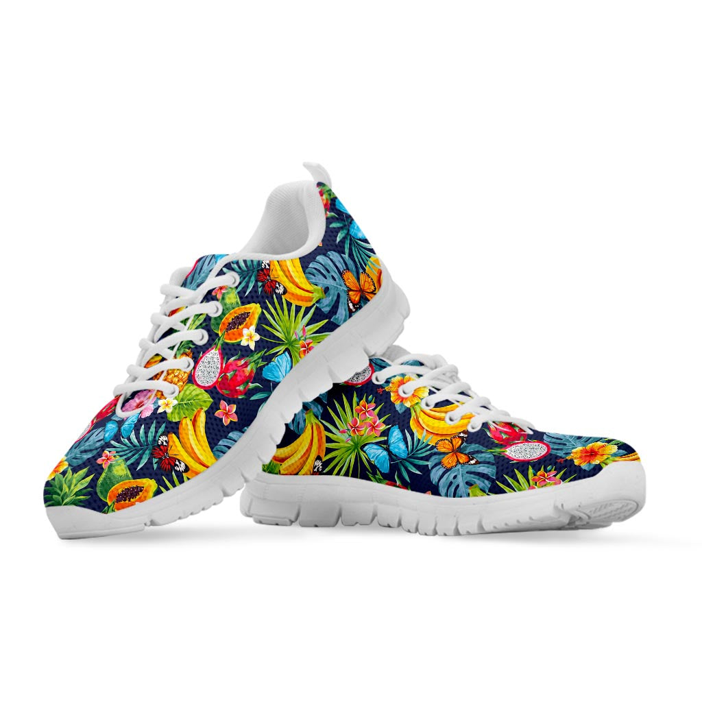 Aloha Tropical Fruits Pattern Print White Running Shoes