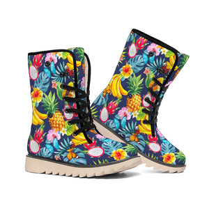 Aloha Tropical Fruits Pattern Print Winter Boots