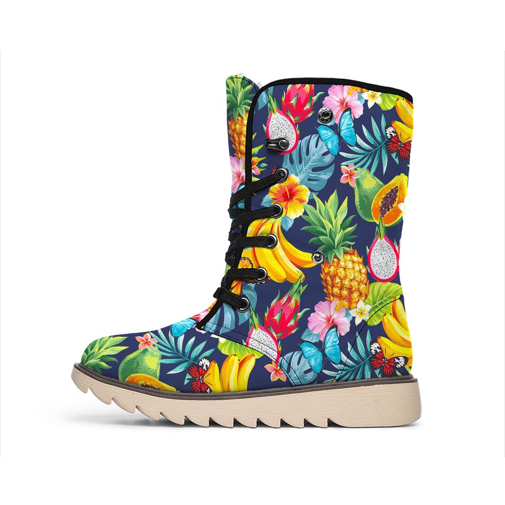 Aloha Tropical Fruits Pattern Print Winter Boots