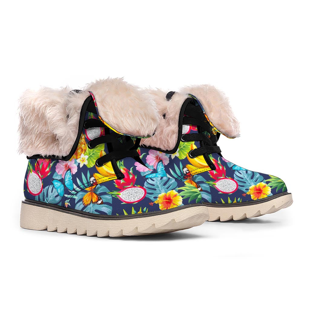 Aloha Tropical Fruits Pattern Print Winter Boots