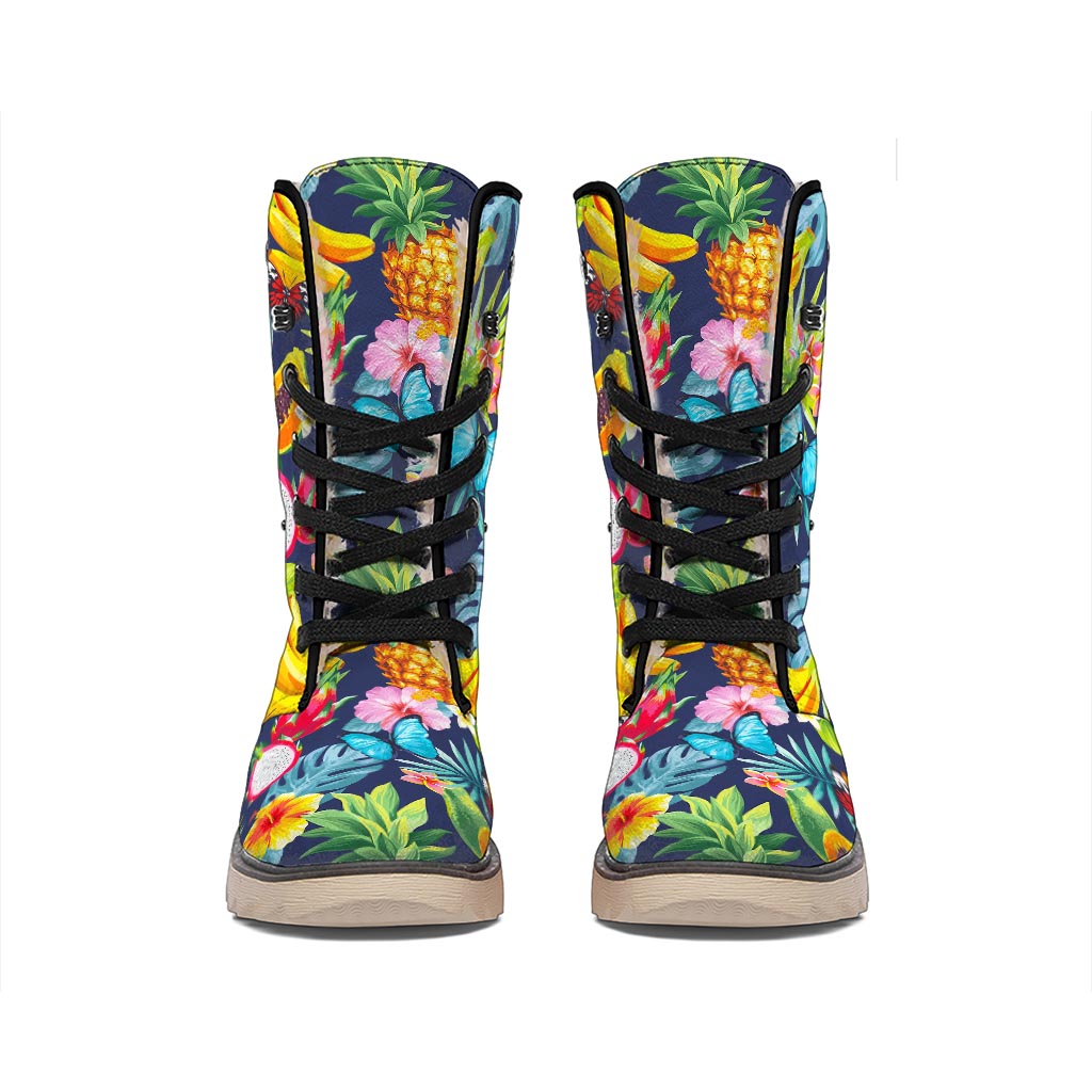 Aloha Tropical Fruits Pattern Print Winter Boots