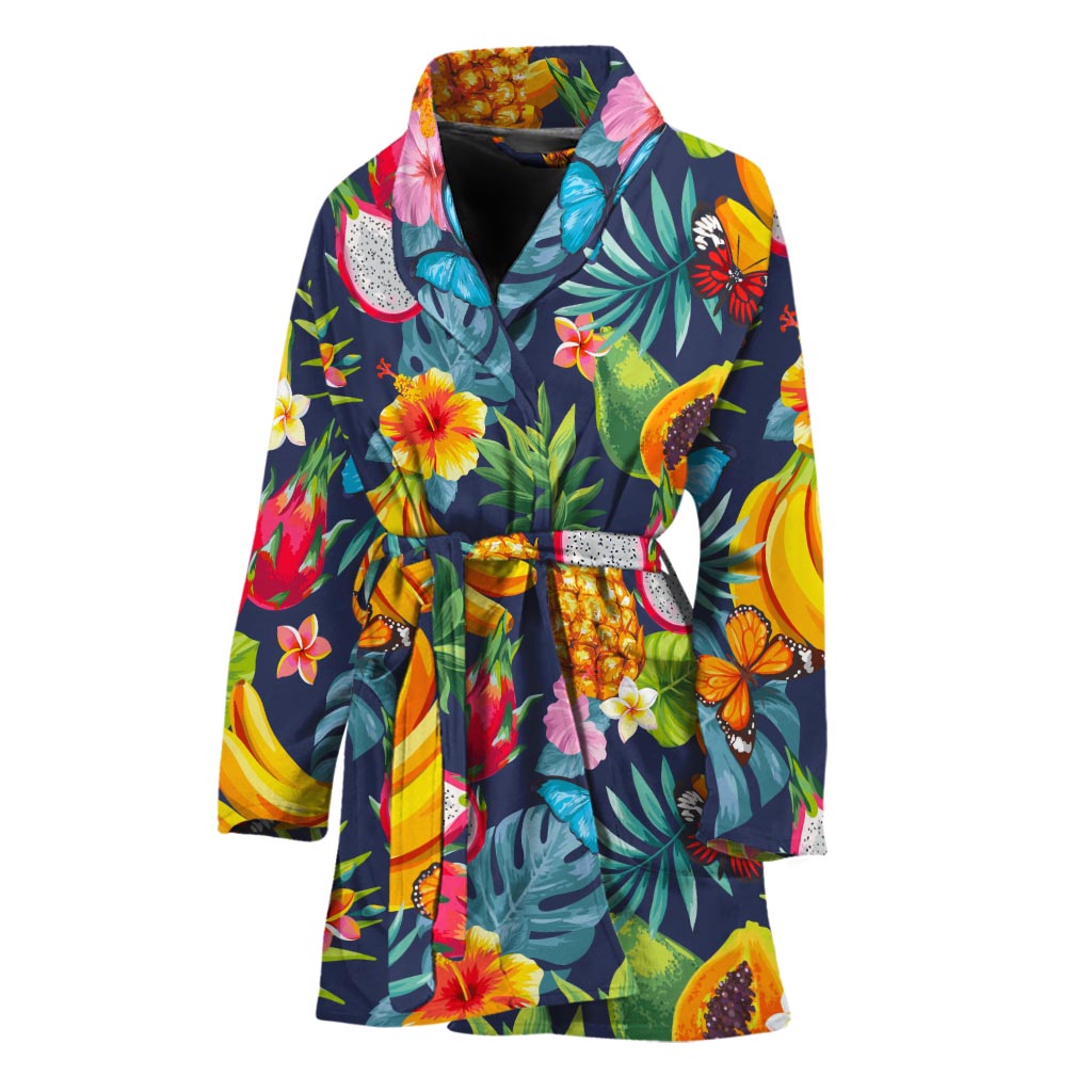 Aloha Tropical Fruits Pattern Print Women's Bathrobe