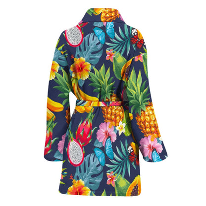 Aloha Tropical Fruits Pattern Print Women's Bathrobe