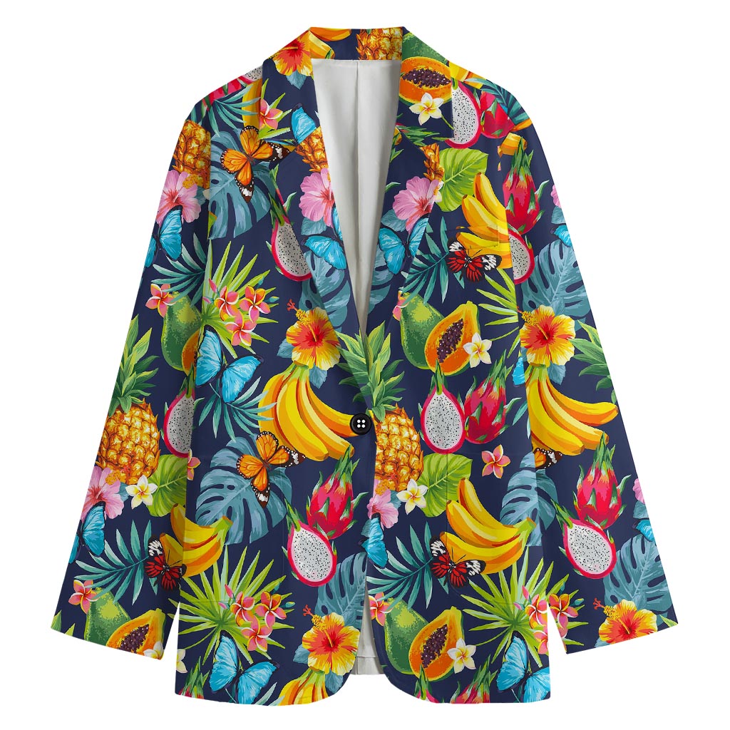 Aloha Tropical Fruits Pattern Print Women's Blazer