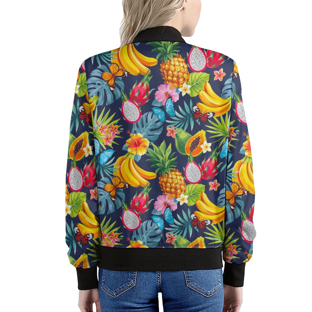 Aloha Tropical Fruits Pattern Print Women's Bomber Jacket