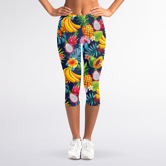 Aloha Tropical Fruits Pattern Print Women's Capri Leggings