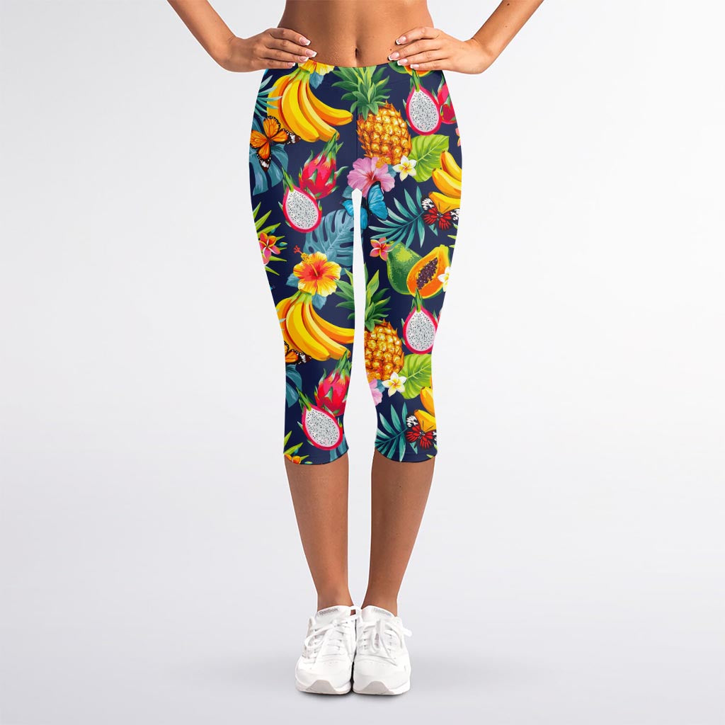 Aloha Tropical Fruits Pattern Print Women's Capri Leggings