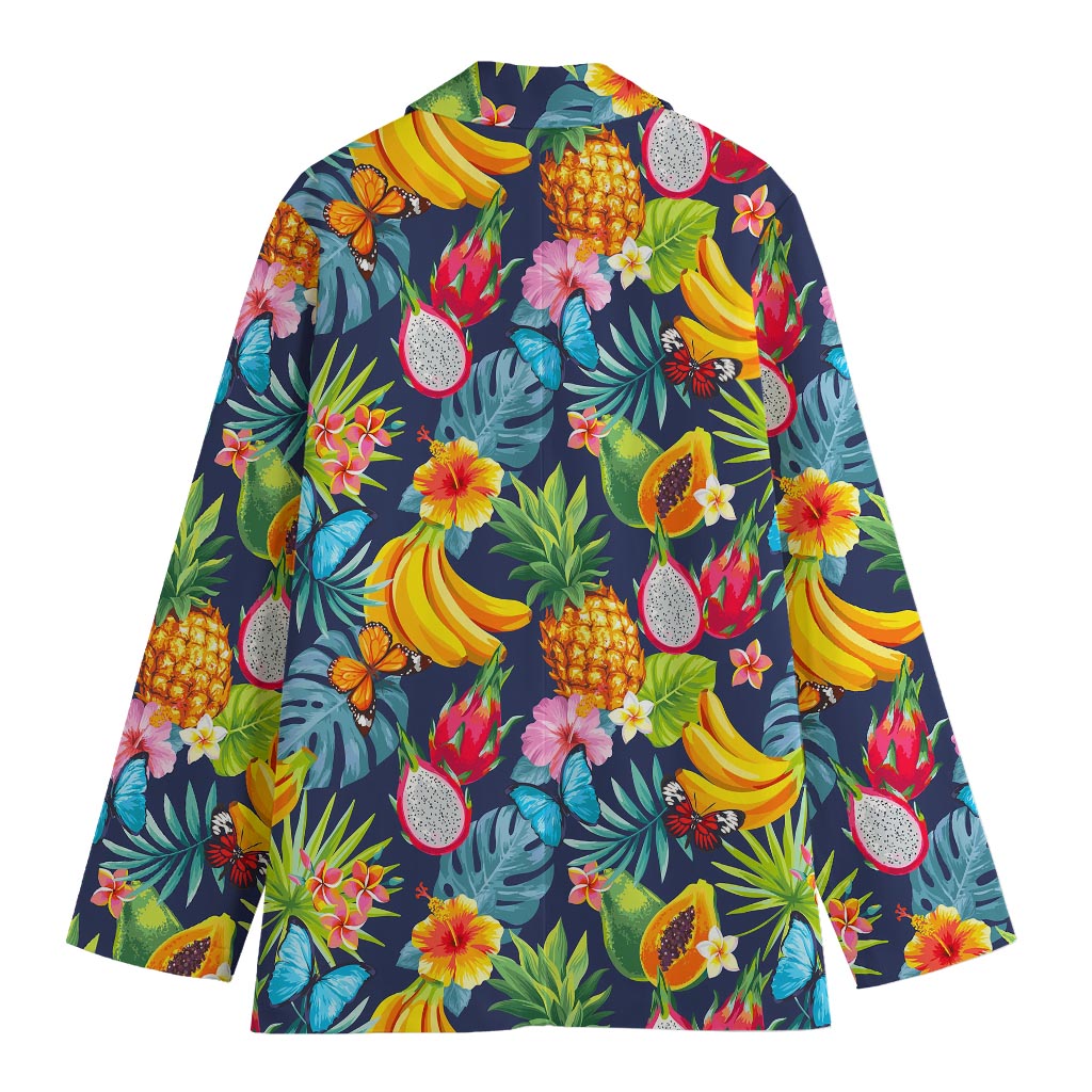 Aloha Tropical Fruits Pattern Print Women's Cotton Blazer