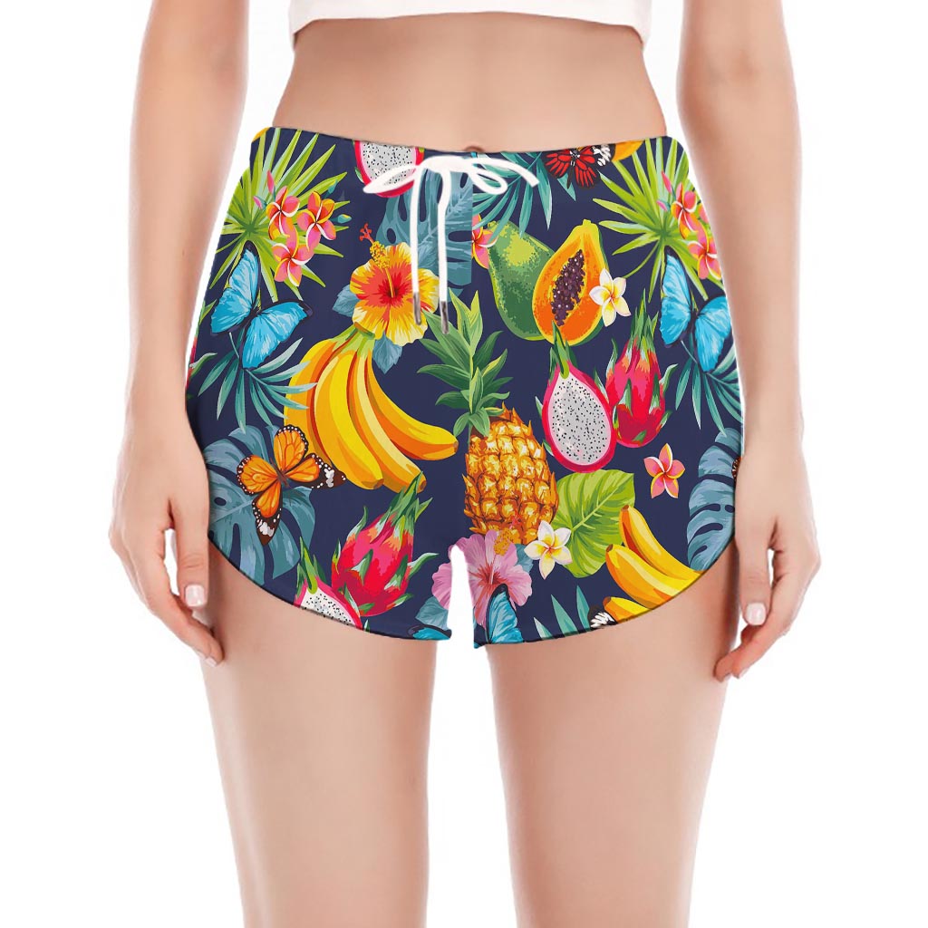Aloha Tropical Fruits Pattern Print Women's Split Running Shorts
