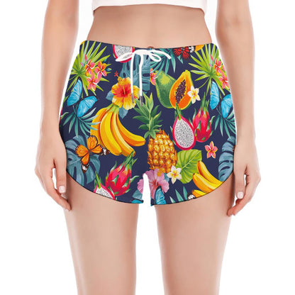 Aloha Tropical Fruits Pattern Print Women's Split Running Shorts