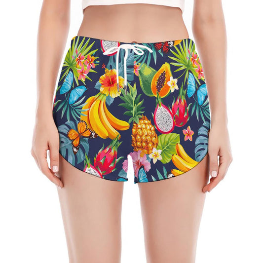 Aloha Tropical Fruits Pattern Print Women's Split Running Shorts