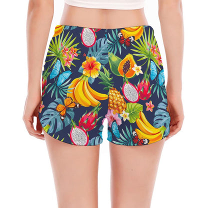 Aloha Tropical Fruits Pattern Print Women's Split Running Shorts