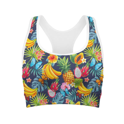 Aloha Tropical Fruits Pattern Print Women's Sports Bra