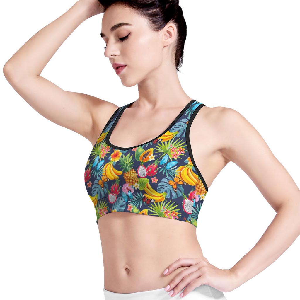 Aloha Tropical Fruits Pattern Print Women's Sports Bra