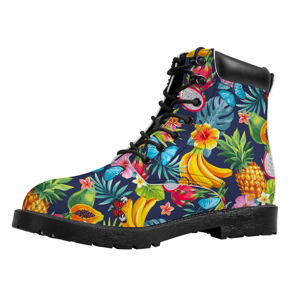 Aloha Tropical Fruits Pattern Print Work Boots