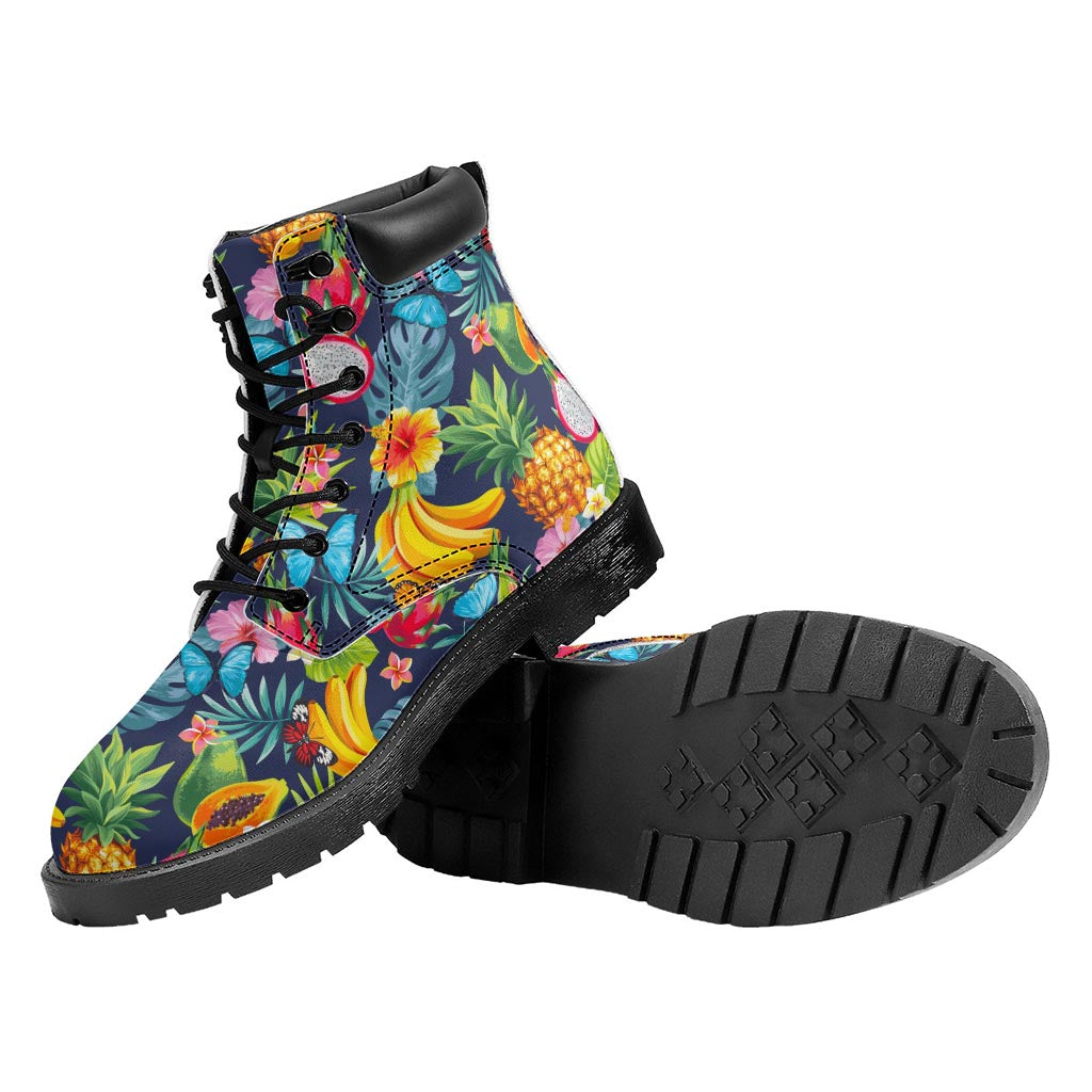Aloha Tropical Fruits Pattern Print Work Boots