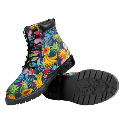 Aloha Tropical Fruits Pattern Print Work Boots