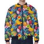 Aloha Tropical Fruits Pattern Print Zip Sleeve Bomber Jacket
