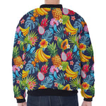 Aloha Tropical Fruits Pattern Print Zip Sleeve Bomber Jacket