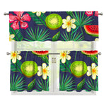Aloha Tropical Watermelon Pattern Print 3 Piece Kitchen Curtains