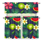 Aloha Tropical Watermelon Pattern Print 3 Piece Kitchen Curtains