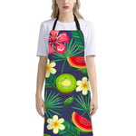Aloha Tropical Watermelon Pattern Print Bib Apron With Pocket