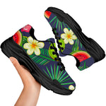 Aloha Tropical Watermelon Pattern Print Black Chunky Shoes